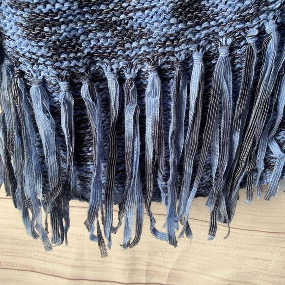 Laura Ashley Blue Cardigan Sweater with Fringe Tassels 3/4 Sleeves Size Large - Picture 11 of 16